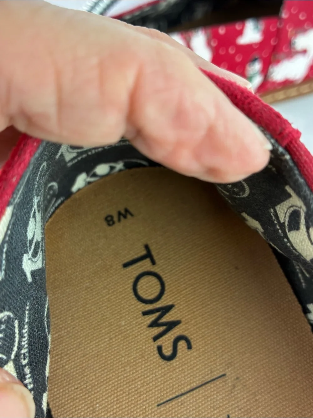 Toms Christmas Print Theme Canvas Flats
